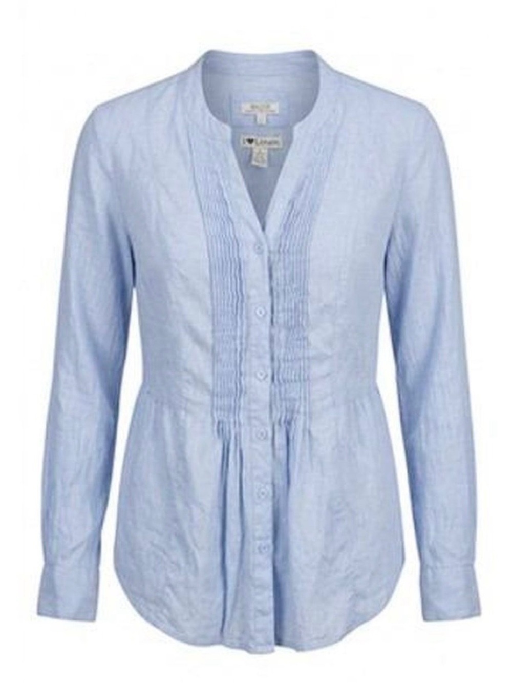 MALVIN Blue 100% Linen Pleated Tunic Blouse L